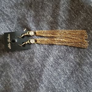 Brass/ copper chain drop earrings costume jewelry